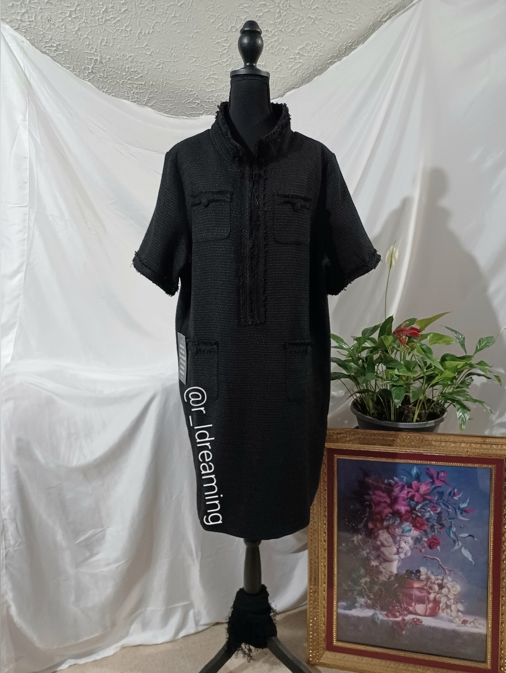 NWT Pomander Place Black Tweed Ophelia Dress Size XXL